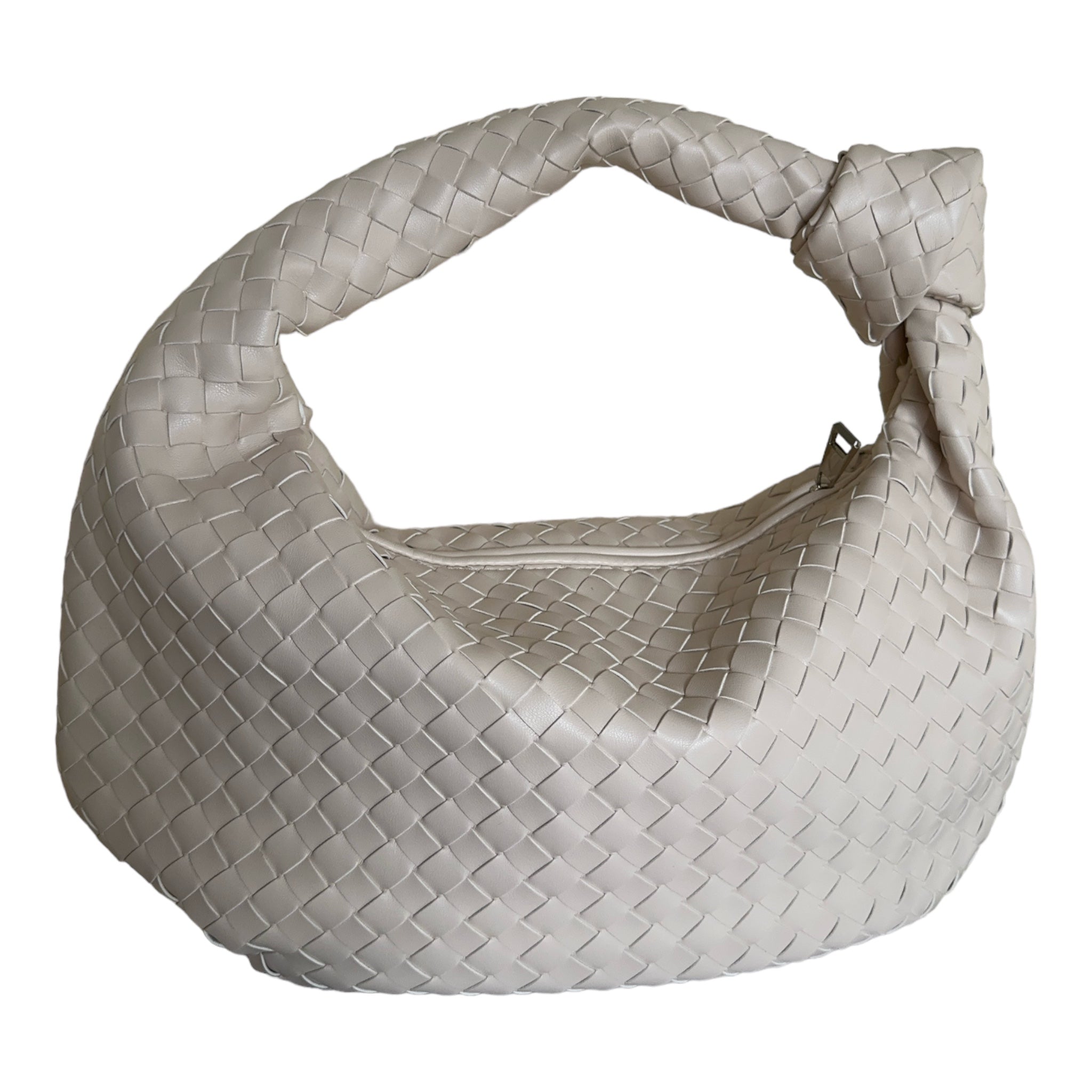 Beige Woven Knot Bag