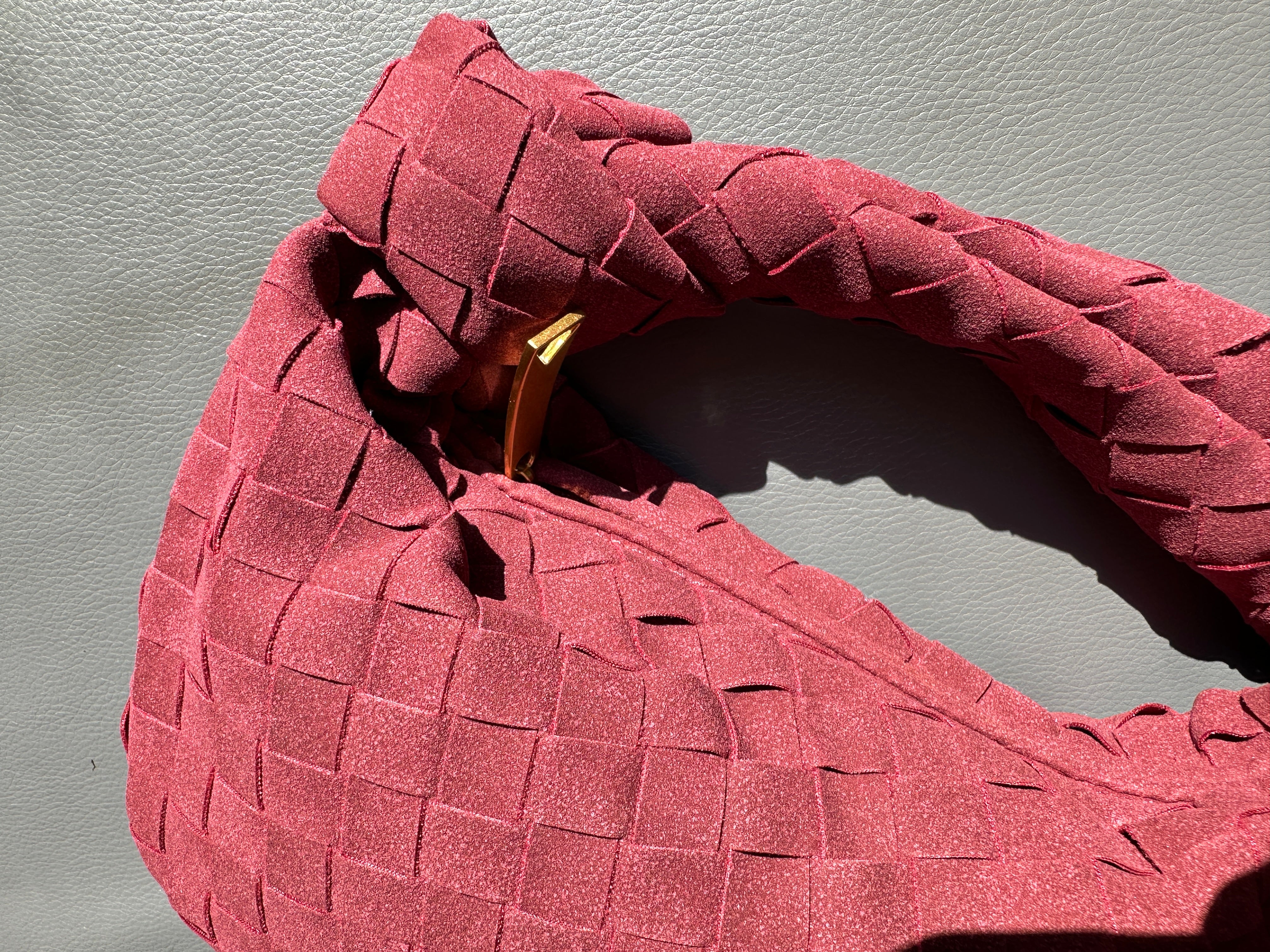 Burgundy Suede Woven Knot Bag (Small)