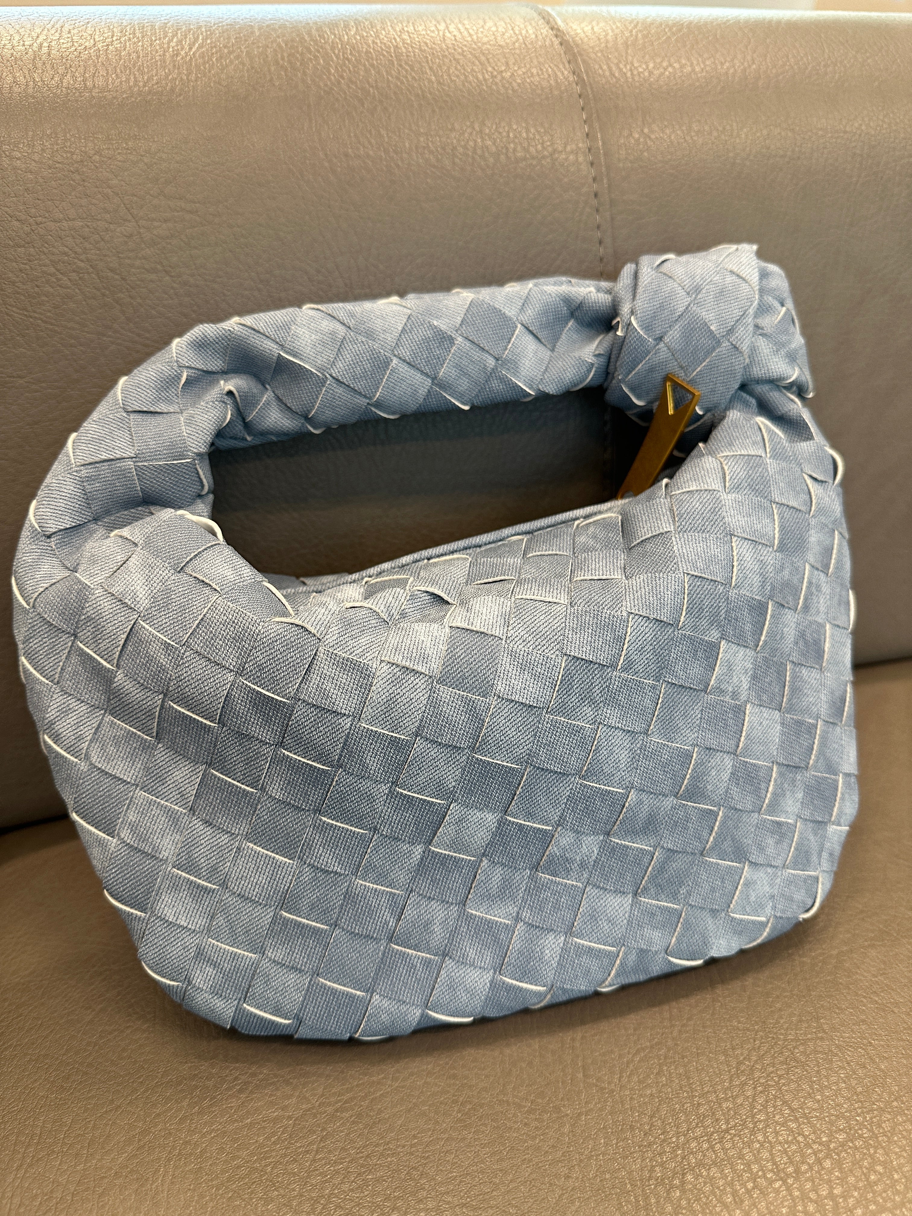 Blue Denim Woven Knot Bag (Small)