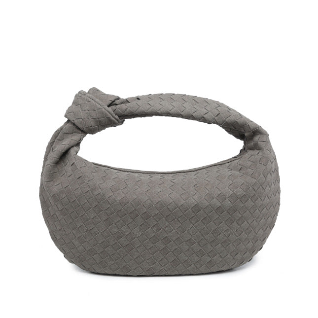 Gray Suede Woven Knot Bag (Big)