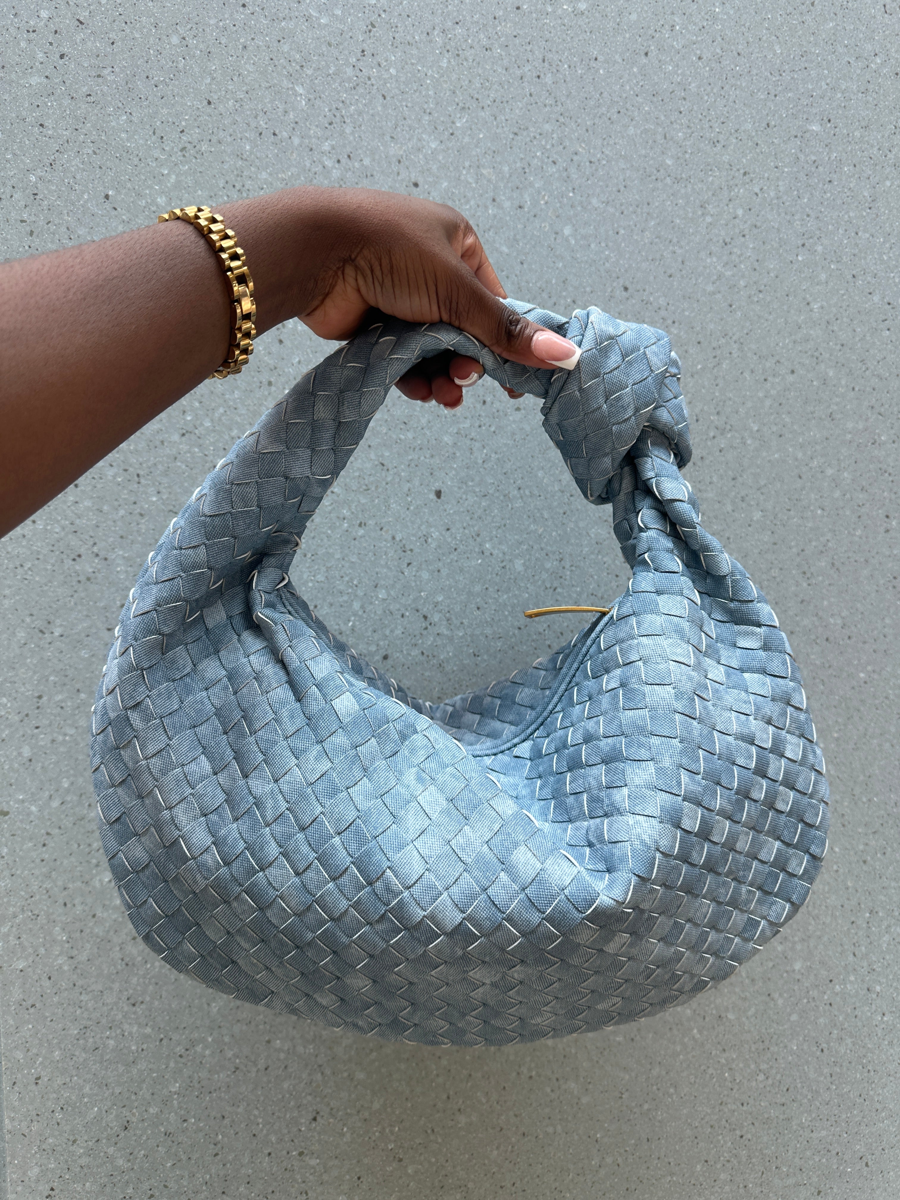 Blue Denim Woven Knot Bag (Big)