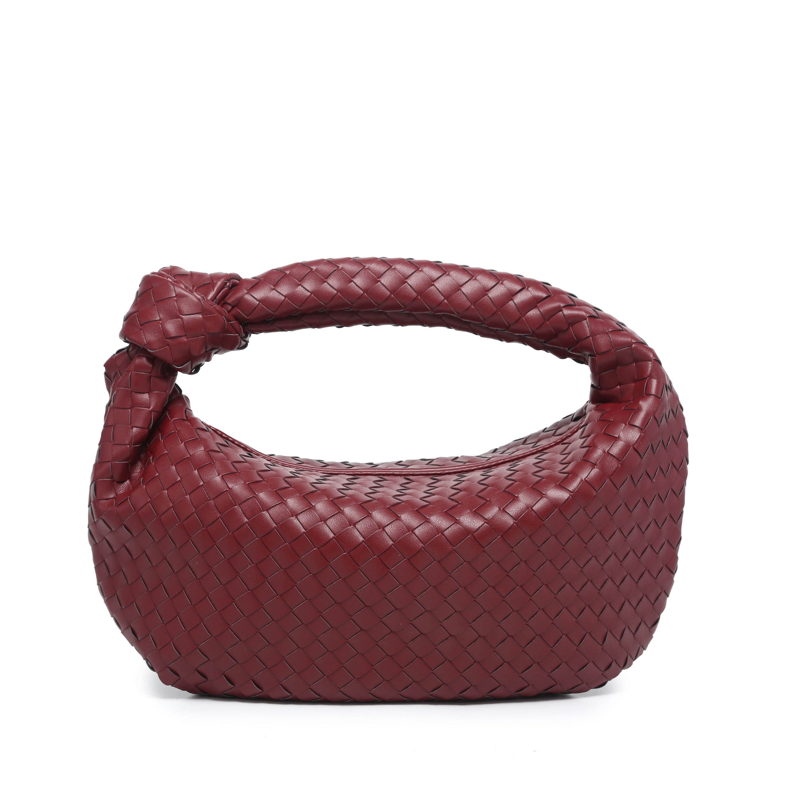 Burgundy Woven Knot Bag