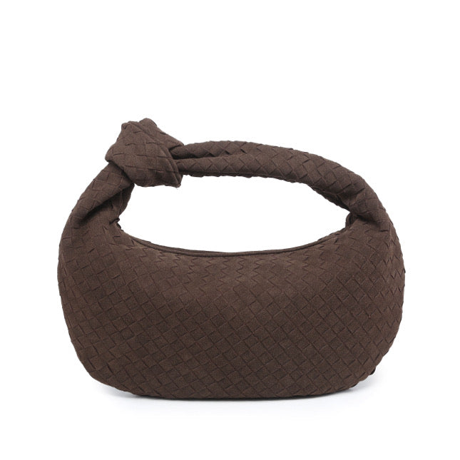 Chocolate Suede Woven Knot Bag (Big)