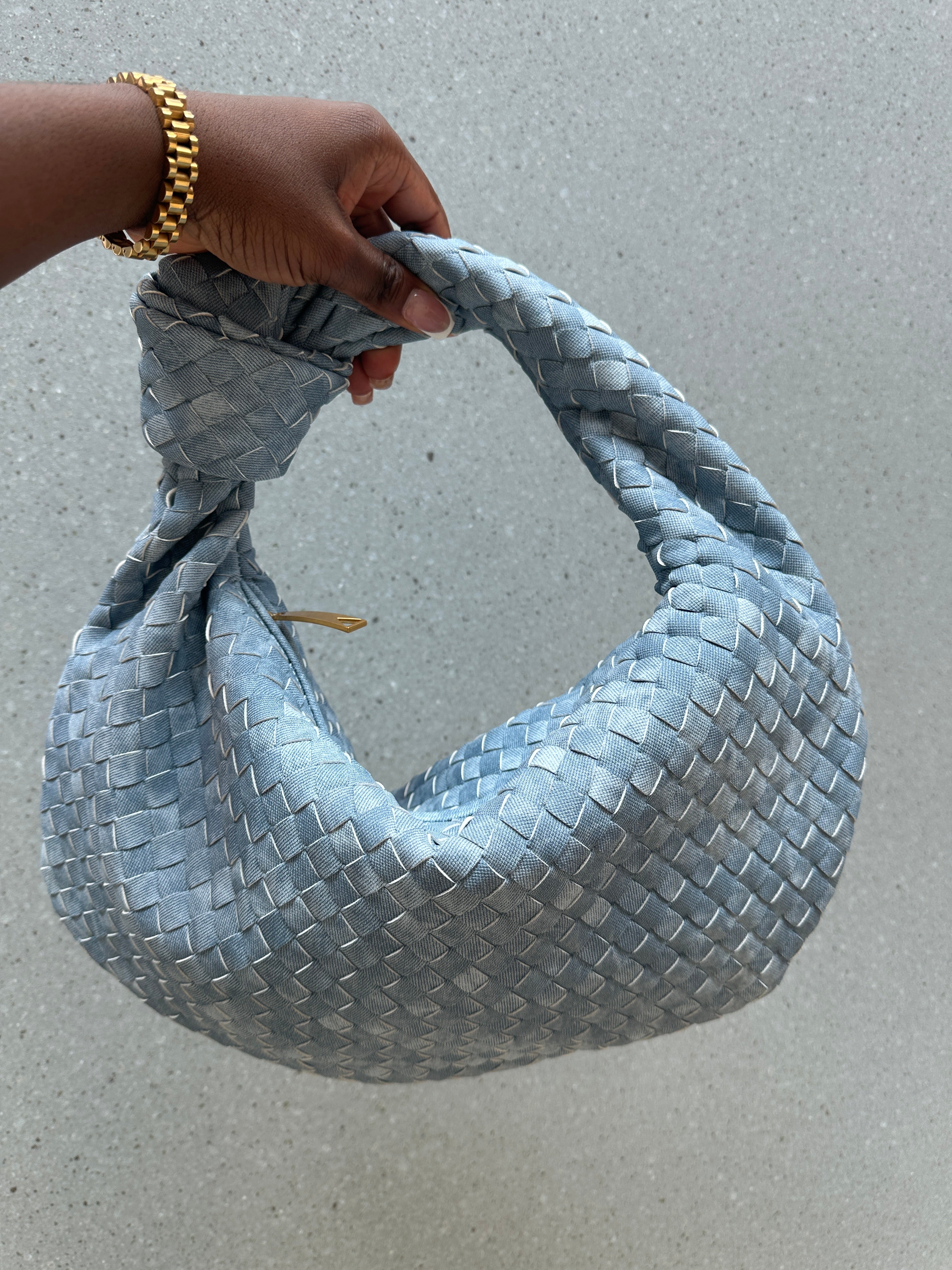 Blue Denim Woven Knot Bag (Big)