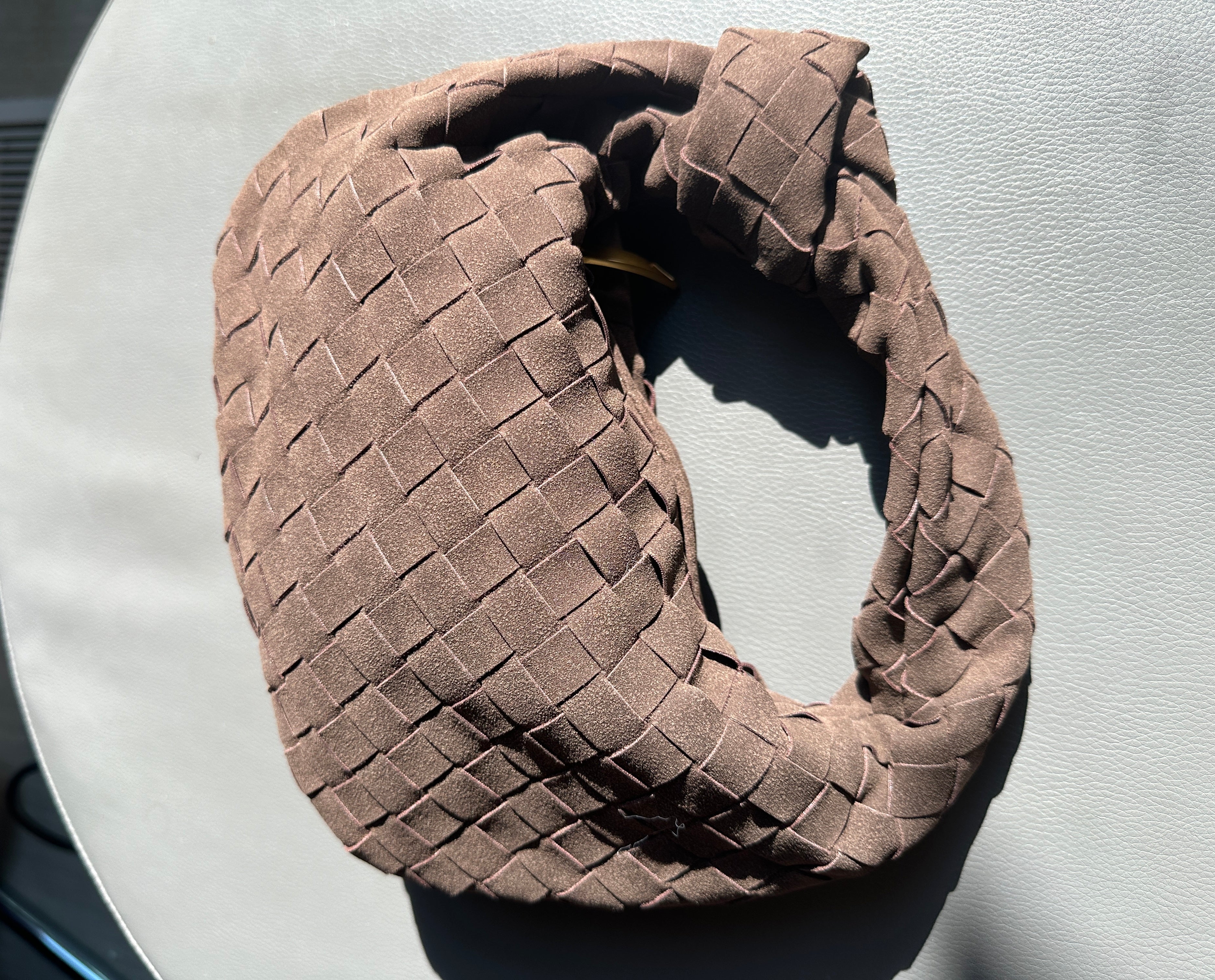 Chocolate Suede Knot Woven Bag (Small)