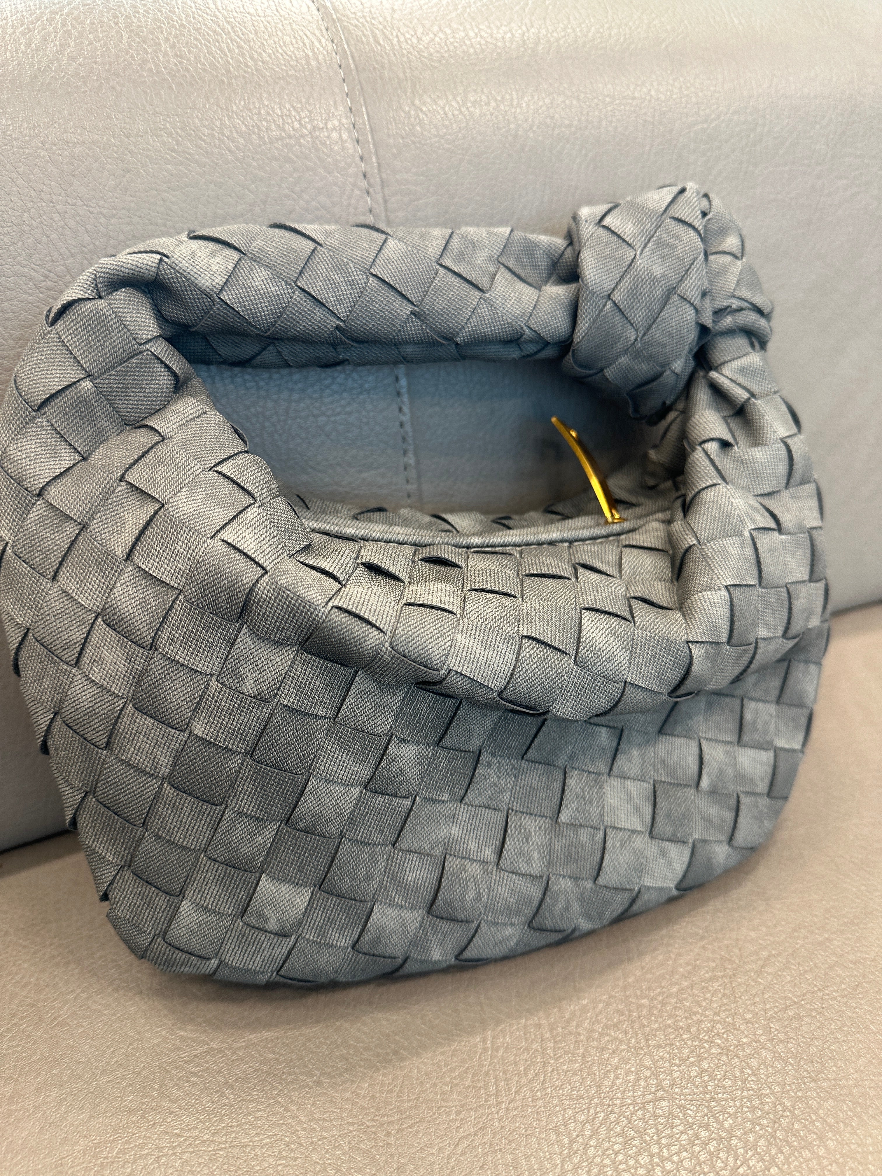 Dark Denim Woven Knot Bag