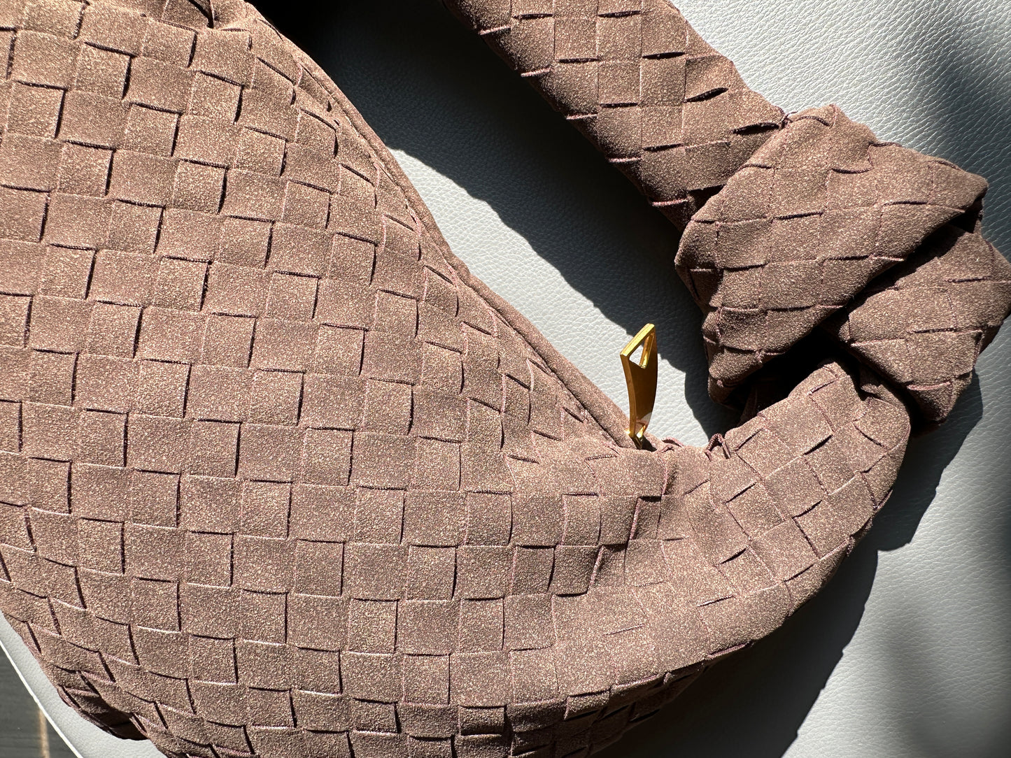 Chocolate Suede Woven Knot Bag (Big)