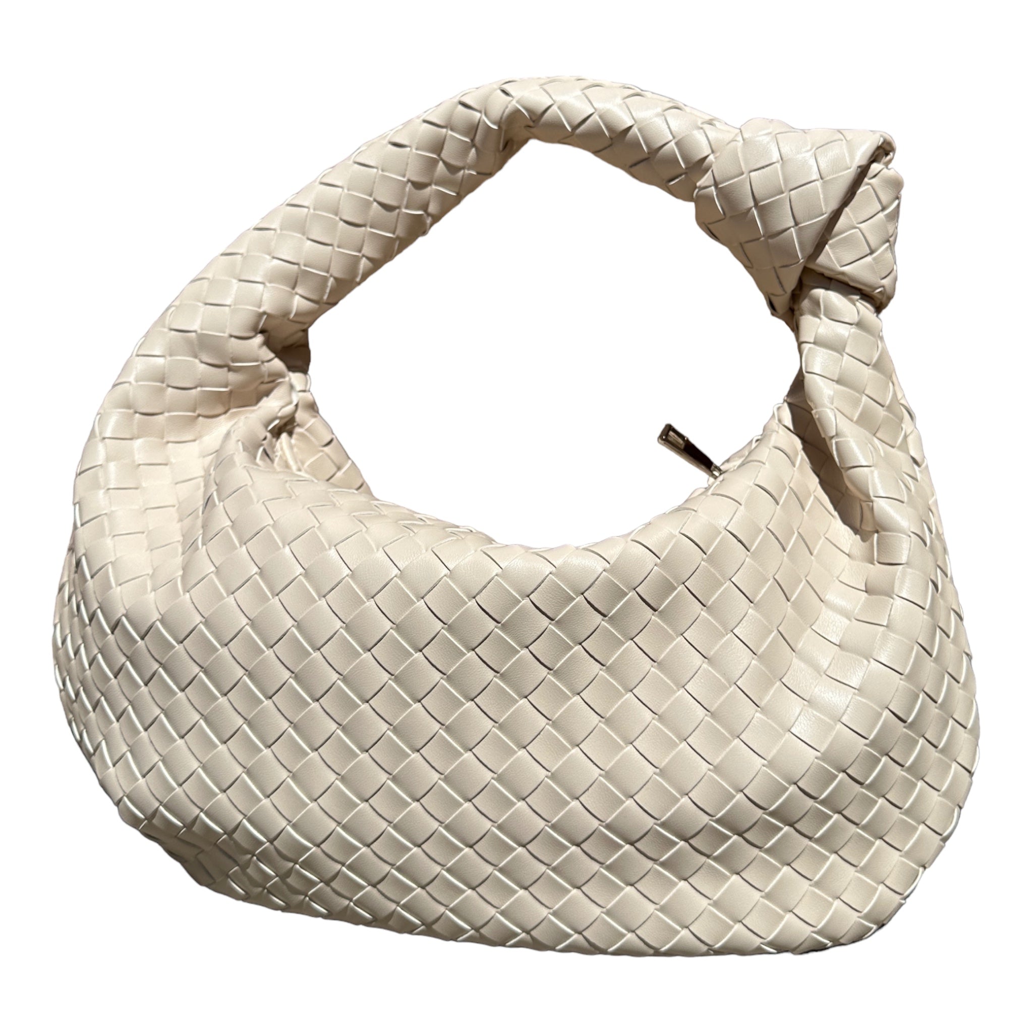 Beige Woven Knot Bag