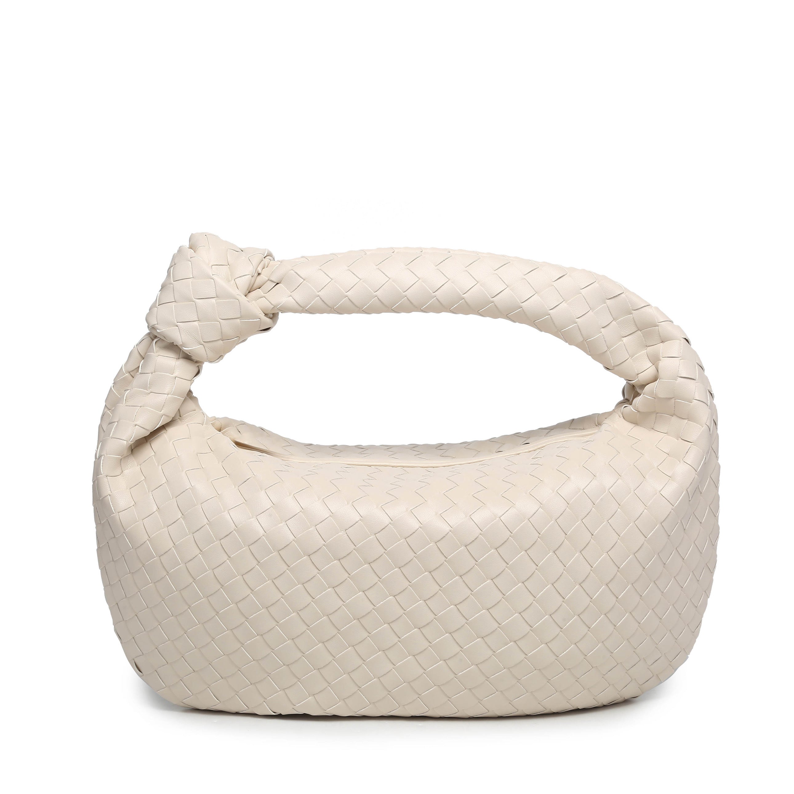 Beige Woven Knot Bag