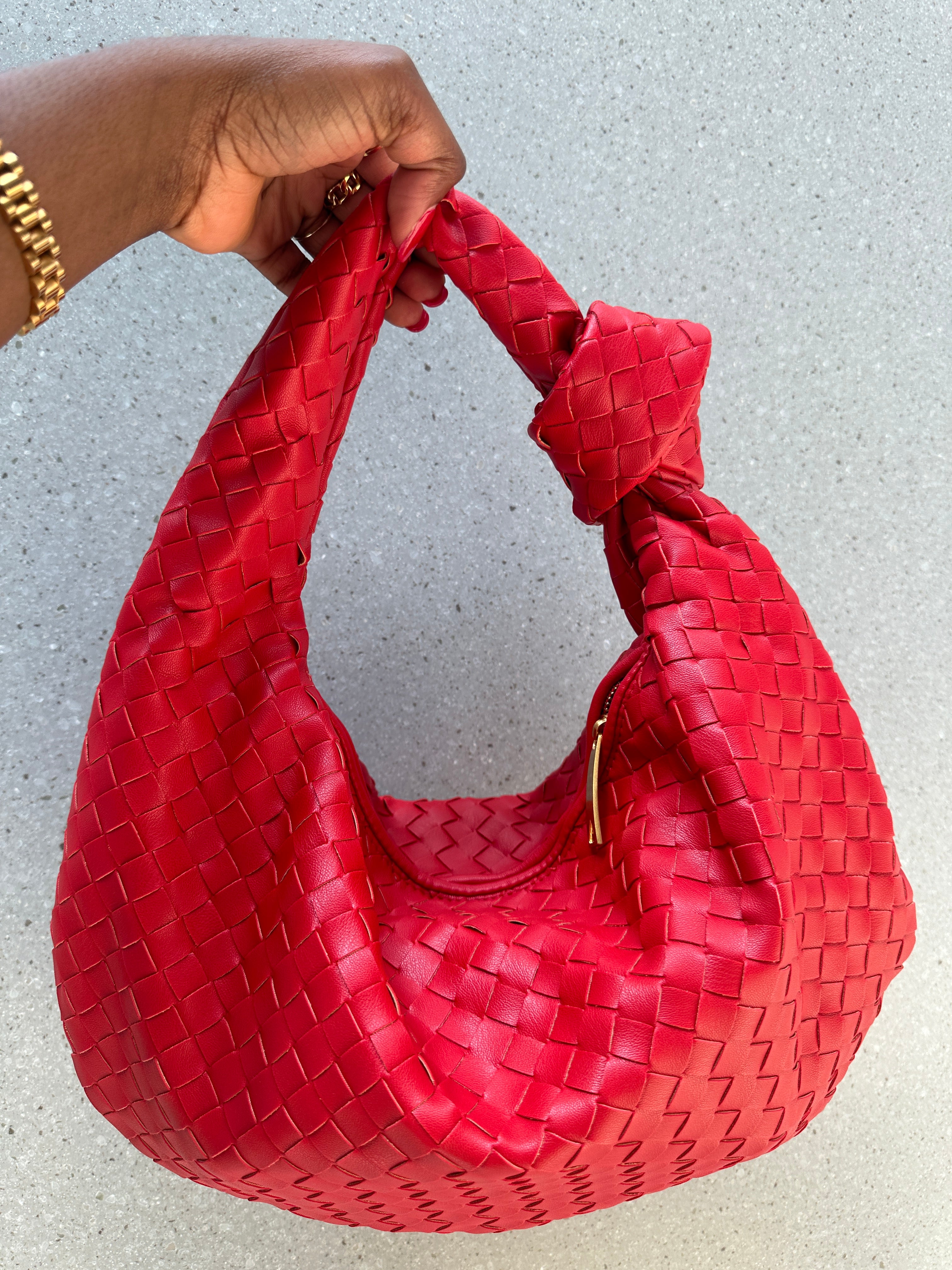 Red Woven Knot Bag (Big)