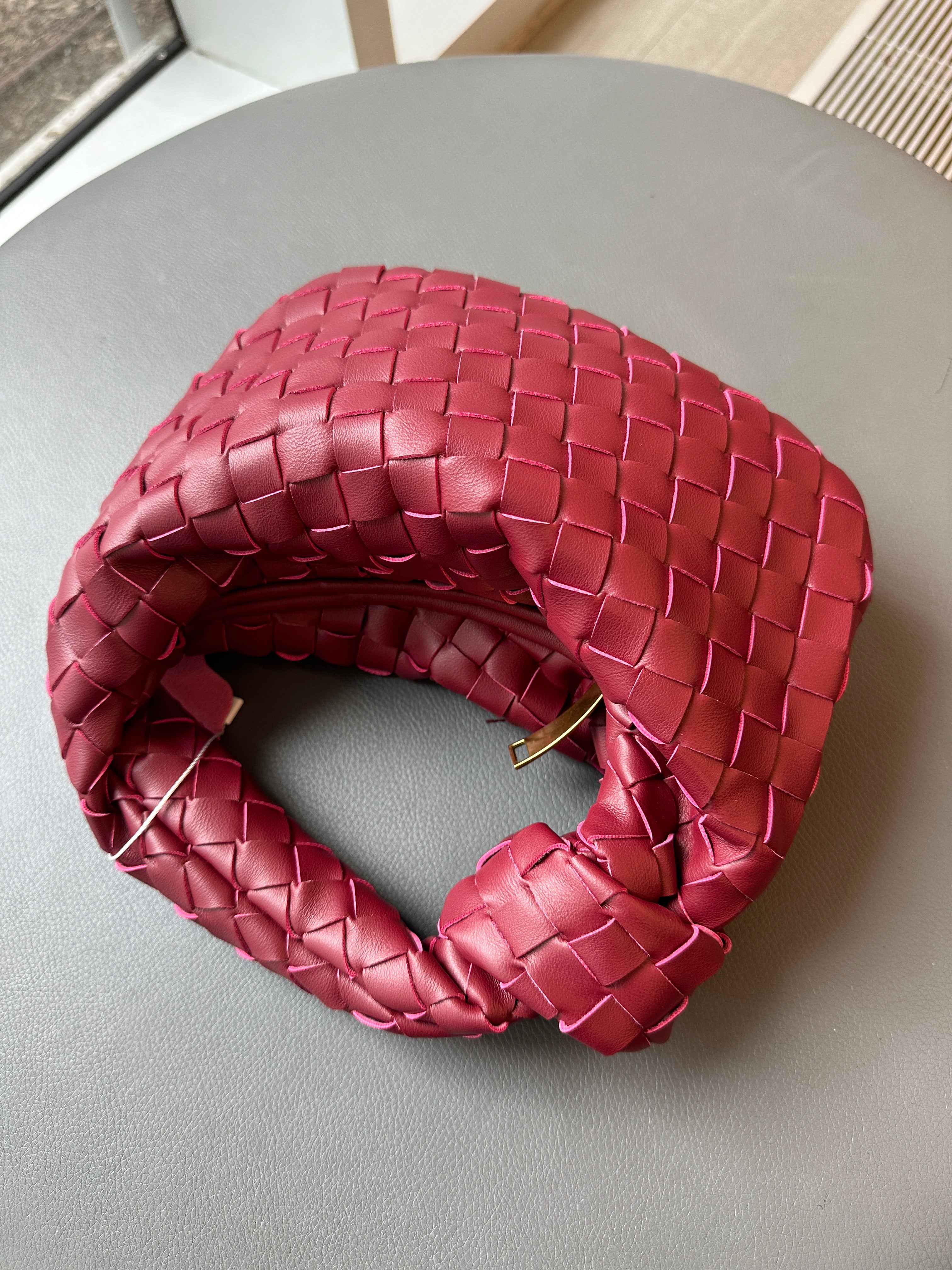 Burgundy Woven Knot Bag (Small)