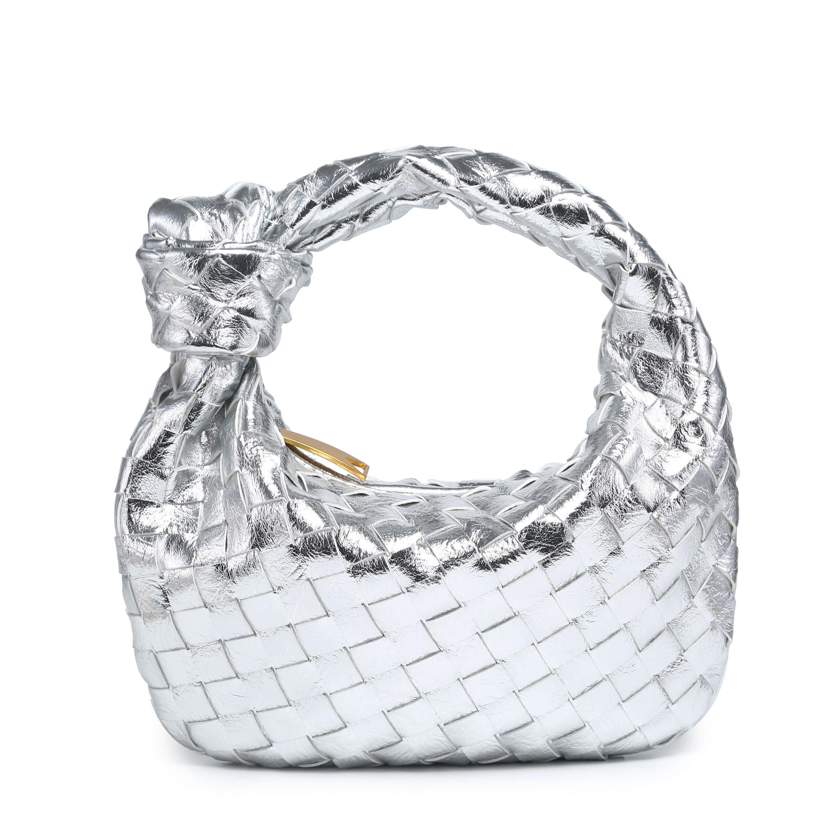 Silver Glossy Woven Knot Bag (Small)