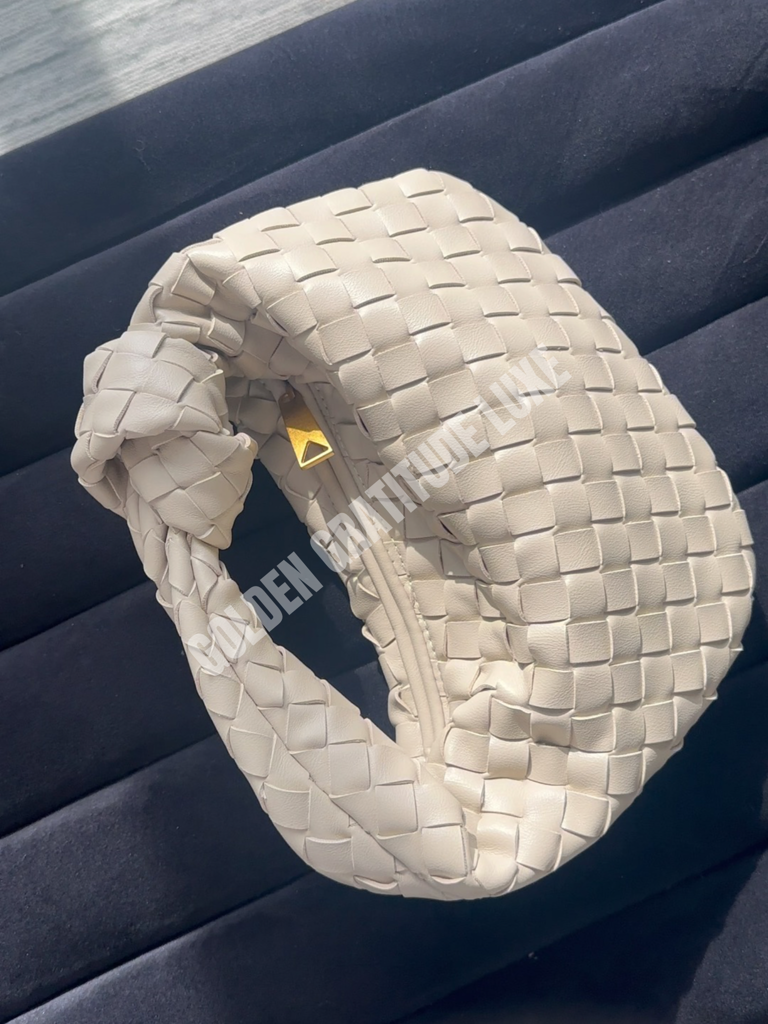 Beige Woven Knot Bag (Small)