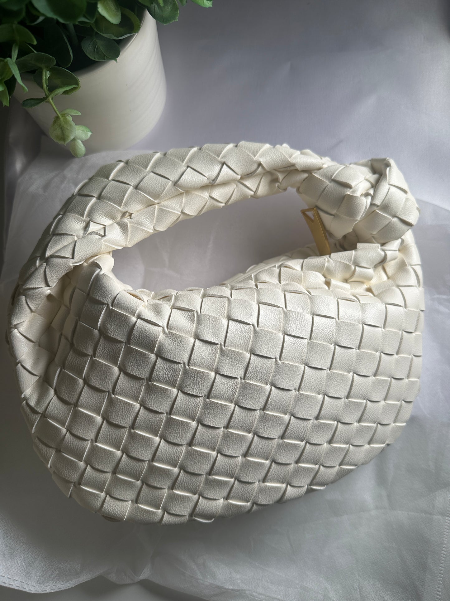Cream Woven Knot Bag (Small)