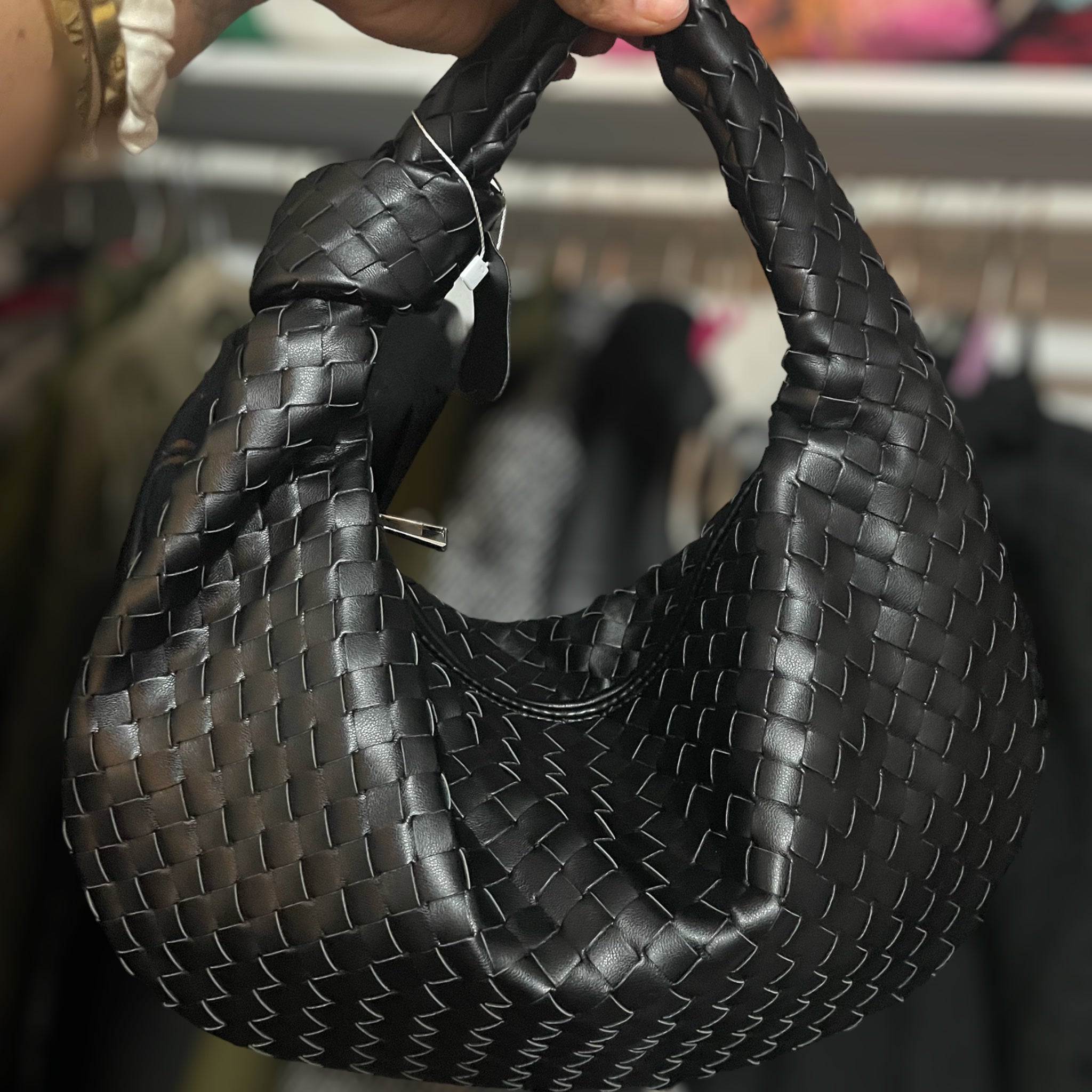 Black Woven Knot Bag