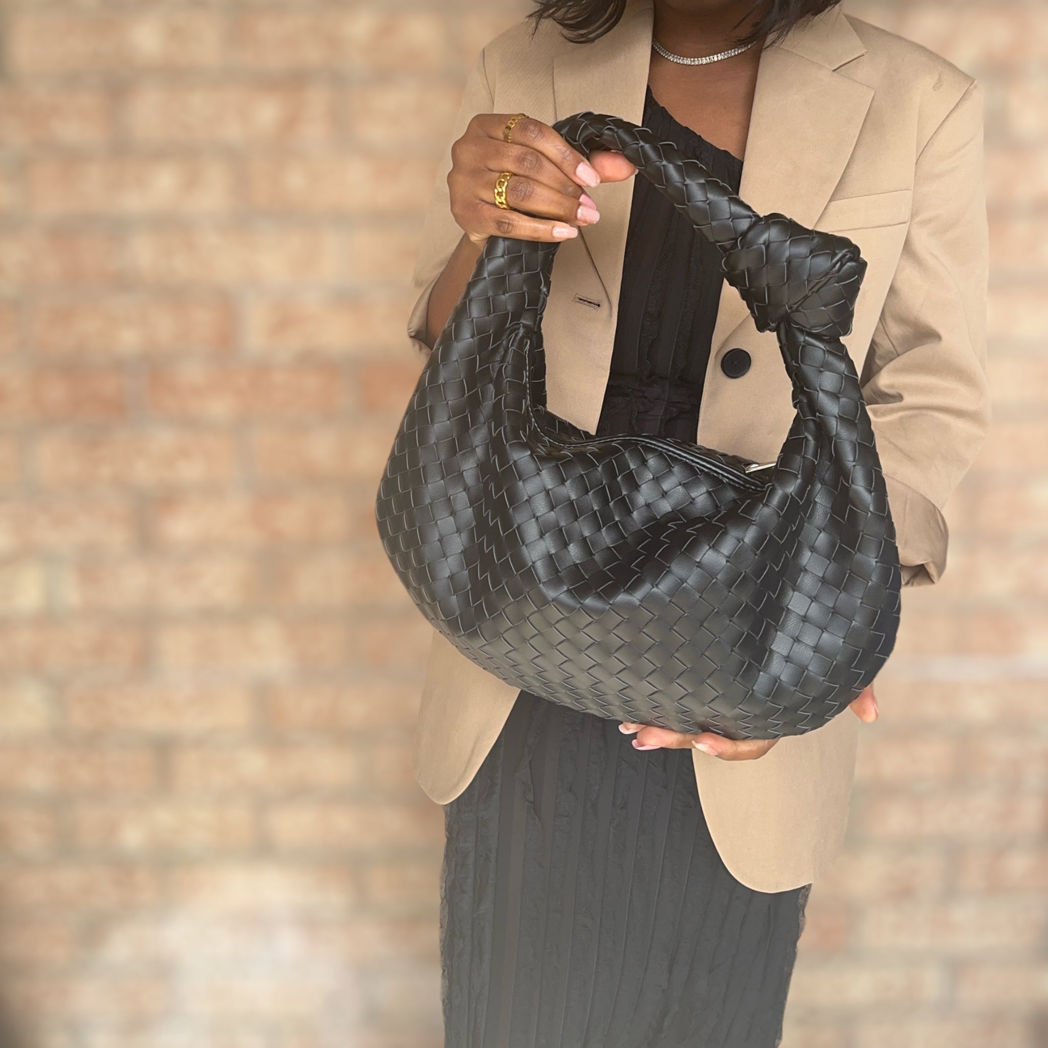 Black Woven Knot Bag