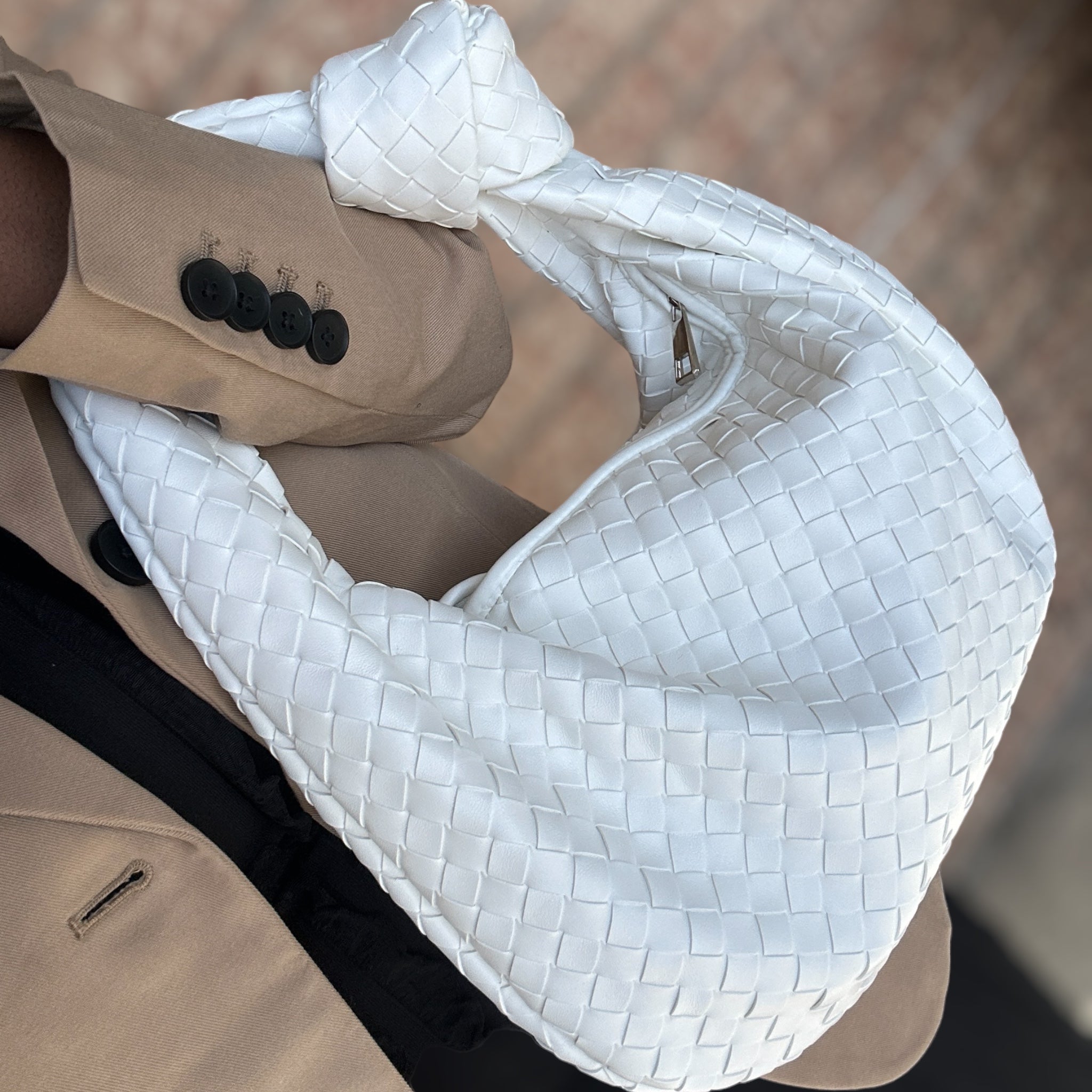 White Woven Knot Bag