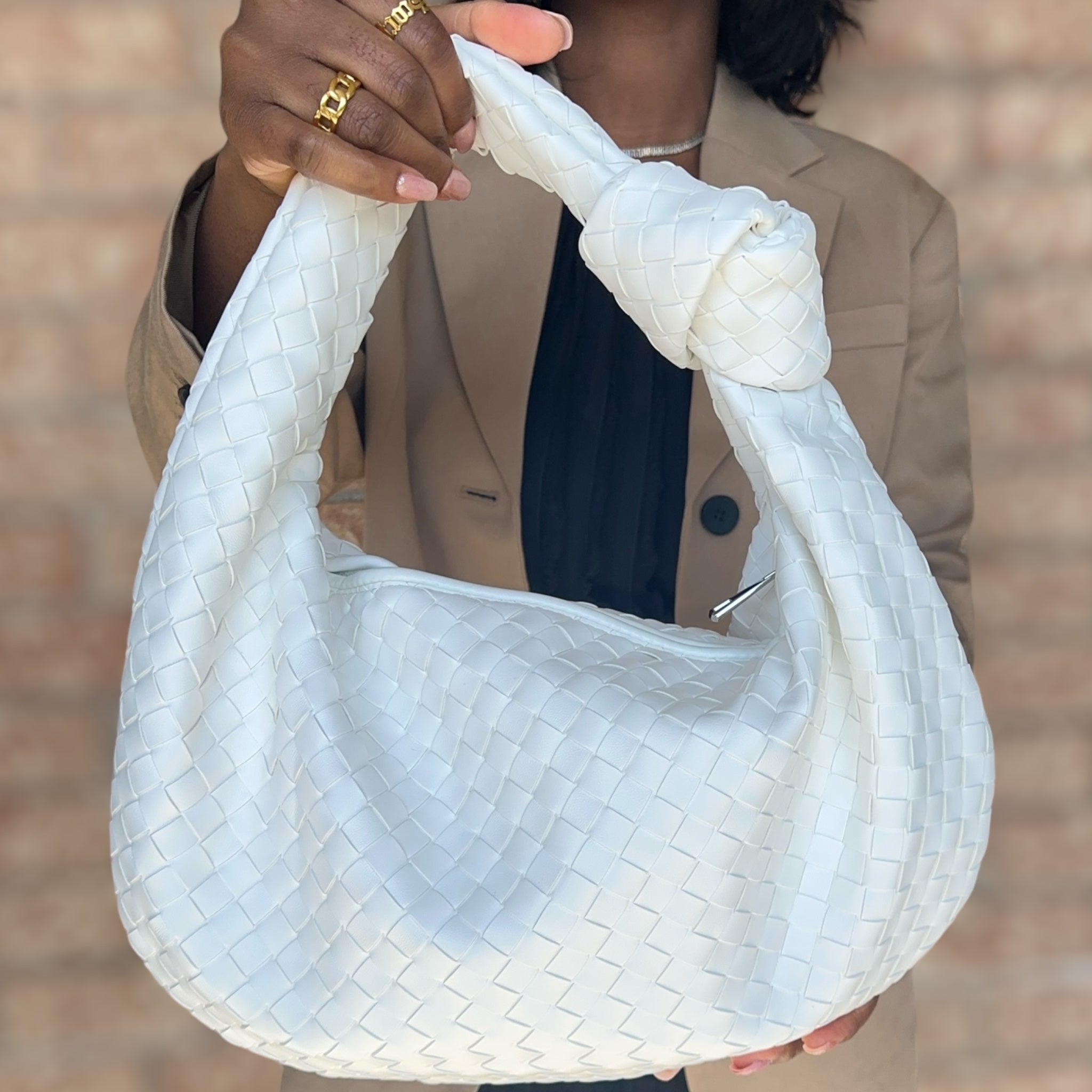 White Woven Knot Bag