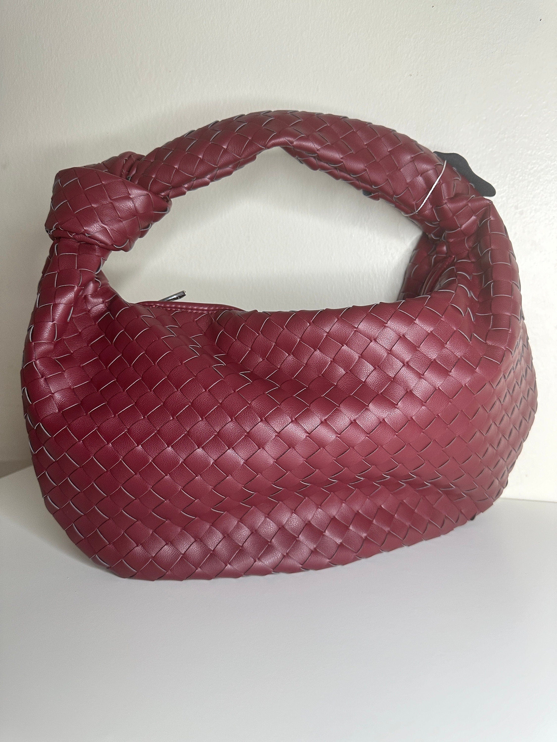 Woven Tote Leather Bag- Luxury Handbag Gift- Faux Leather Hobo Bag- Leather Clutch- Minimalist Women Handbag- Knot Woven Bag- Retro Handbag