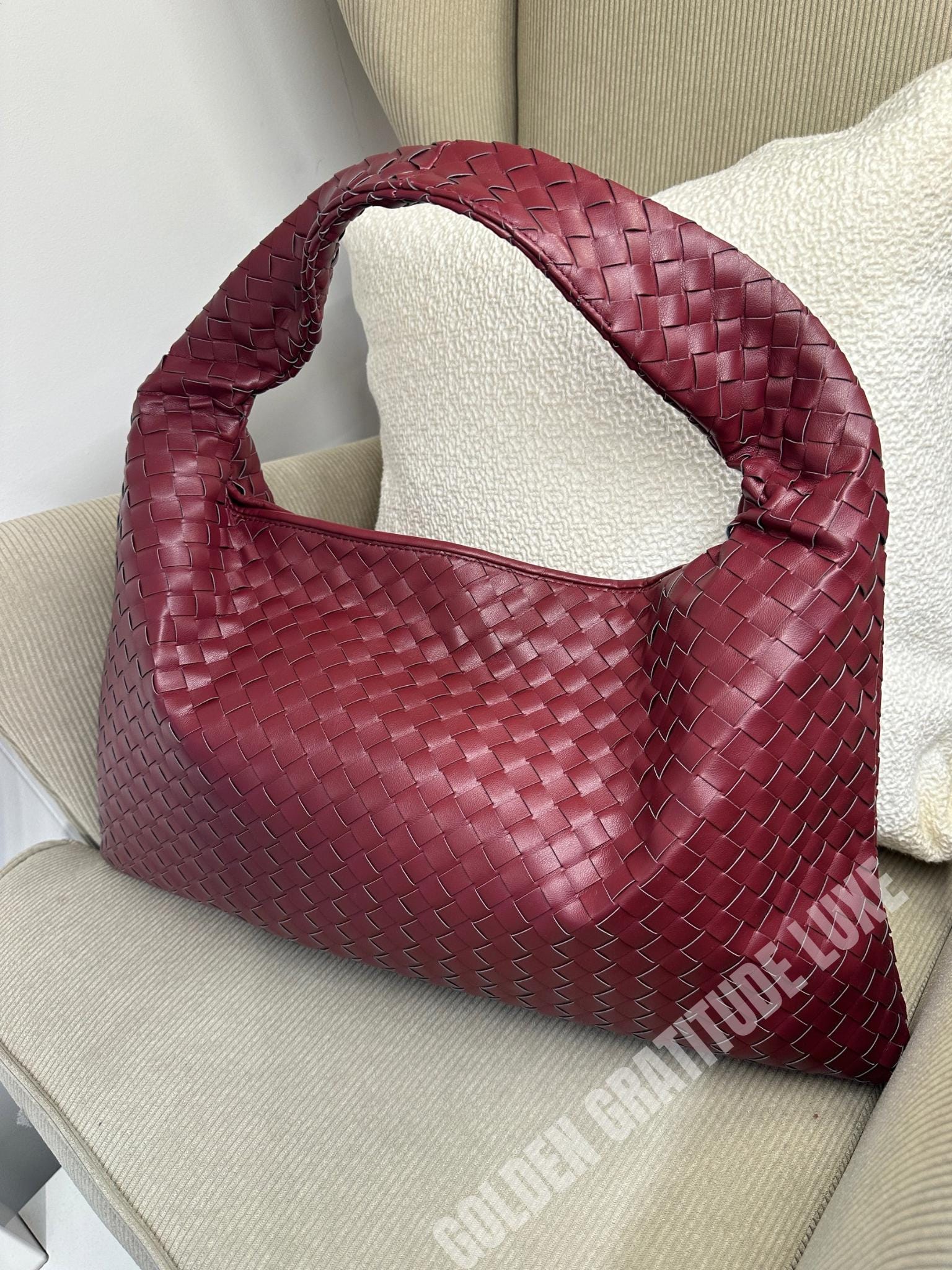 Slouchy Hobo Bag Best Seller Shoulder Bag Woven Tote Leather Bag Women's Gift Burgundy Leather Bag Vegan Leather Bag Laptop Bag Women