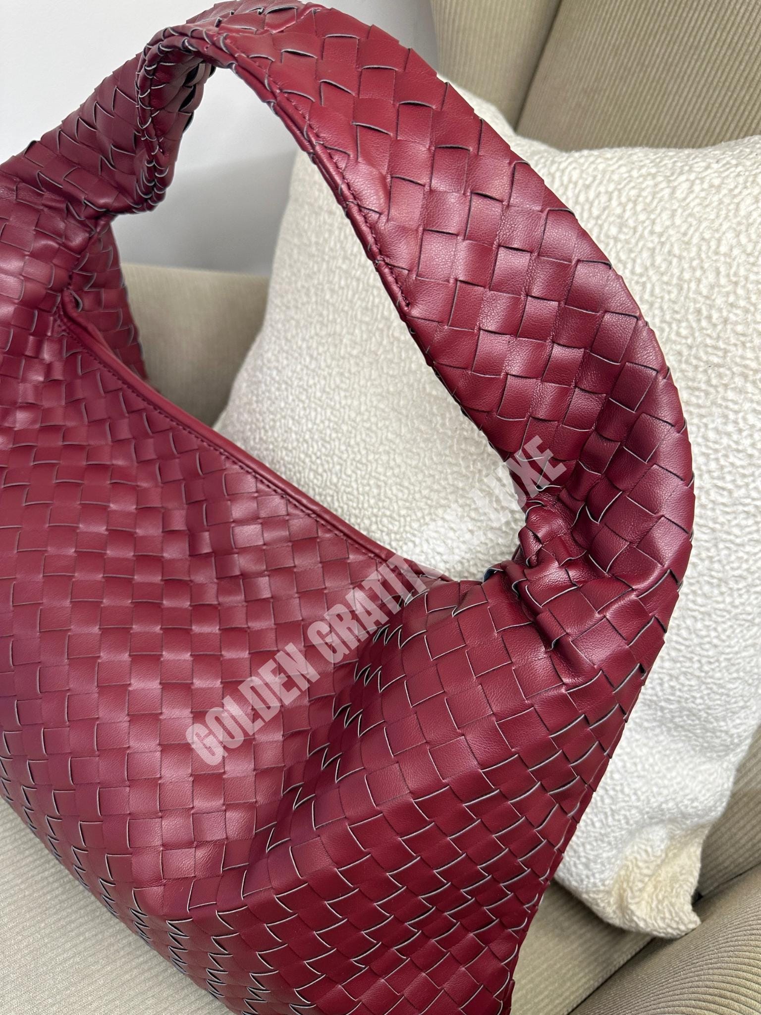 Slouchy Hobo Bag Best Seller Shoulder Bag Woven Tote Leather Bag Women's Gift Burgundy Leather Bag Vegan Leather Bag Laptop Bag Women