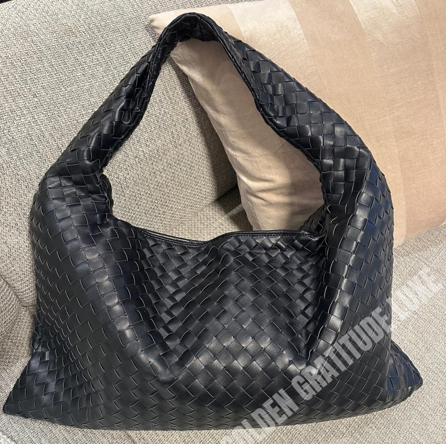 Black Leather Tote Bag Mom Christmas Gift Leather Hobo Bag Women Shoulder Bag Large Black Handbag Woven Leather Bag Best Seller Luxury Bag