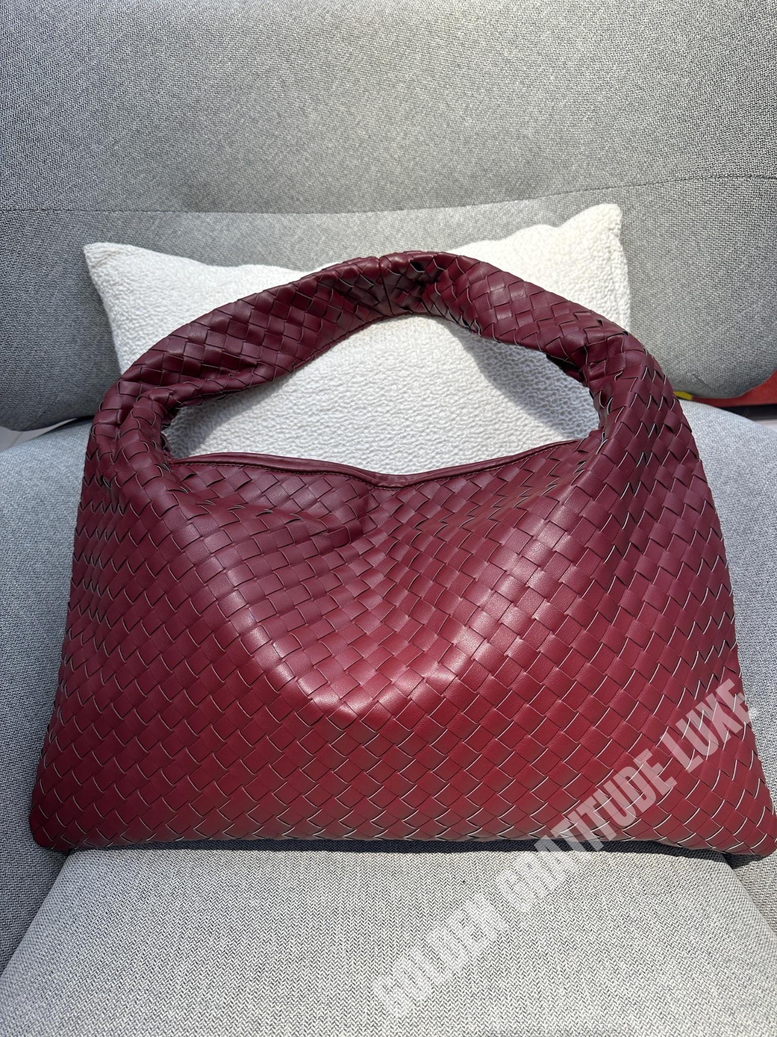 Slouchy Hobo Bag Best Seller Shoulder Bag Woven Tote Leather Bag Women's Gift Burgundy Leather Bag Vegan Leather Bag Laptop Bag Women