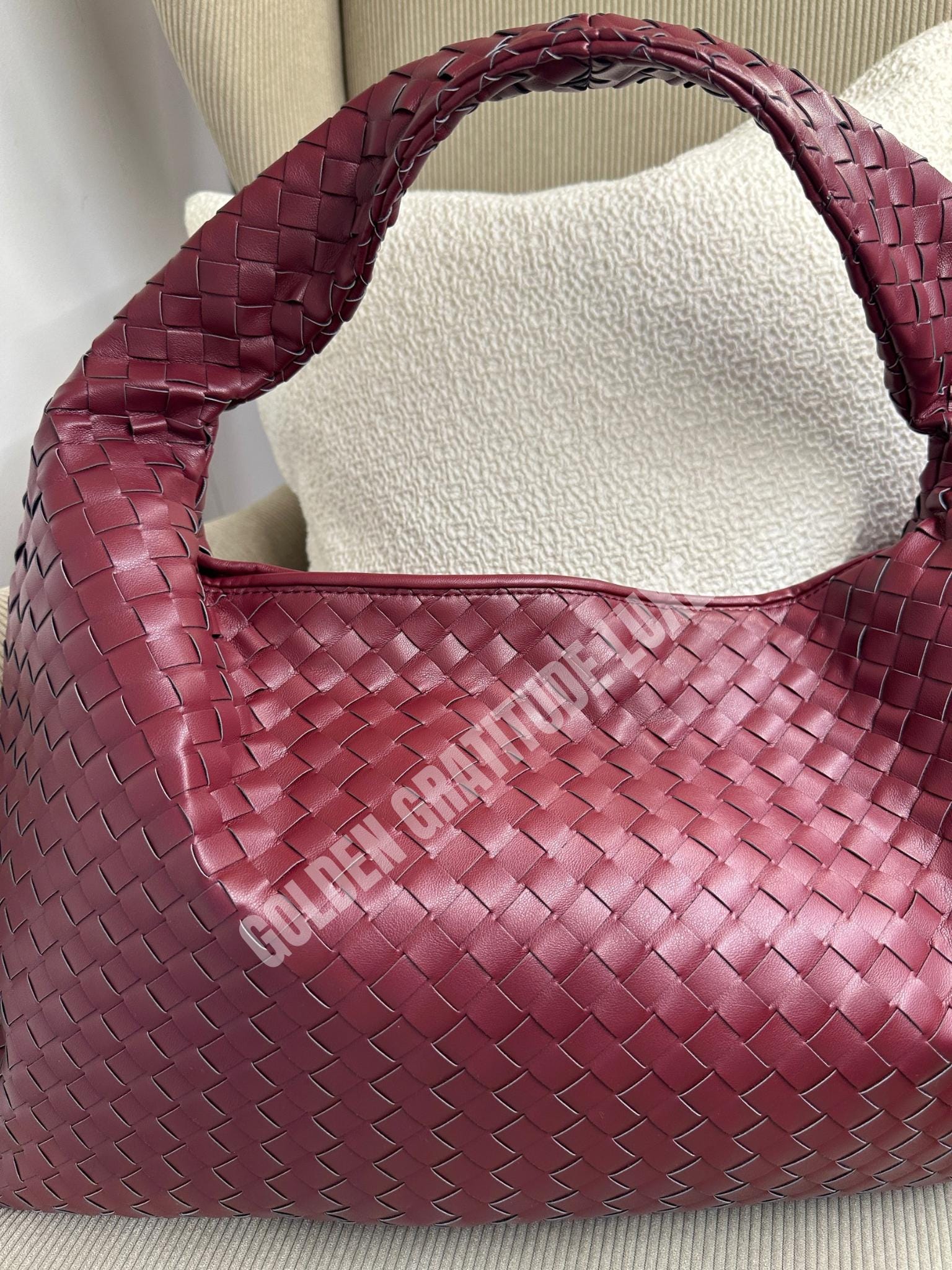 Slouchy Hobo Bag Best Seller Shoulder Bag Woven Tote Leather Bag Women's Gift Burgundy Leather Bag Vegan Leather Bag Laptop Bag Women