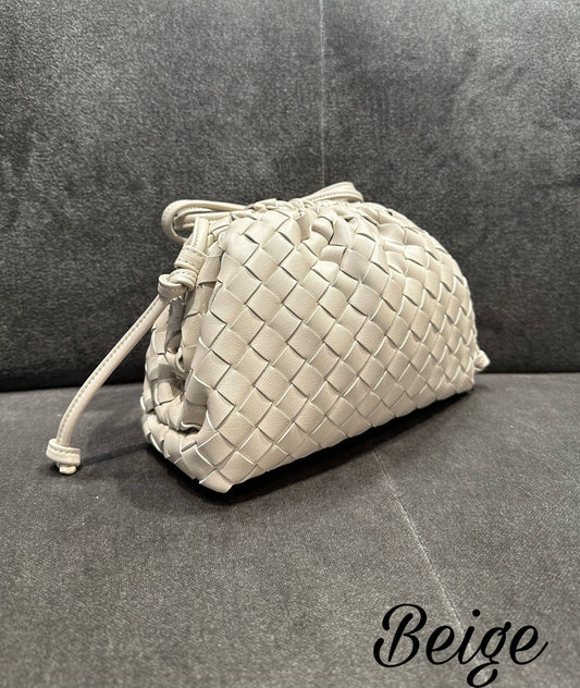 Small Clutch Purse- Leather Clutch Bag- Cloud Woven Bag- Wedding Party Purses- Evening Crossbody Clutch- Soft Pouch Bag- Faux Leather Clutch